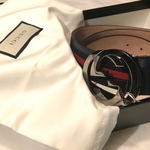 Gucci calf skin interlocking GG belt